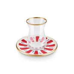 Karaca Bursa Türkisches Teeglas, 12-teilig, Rot Rot02 New
