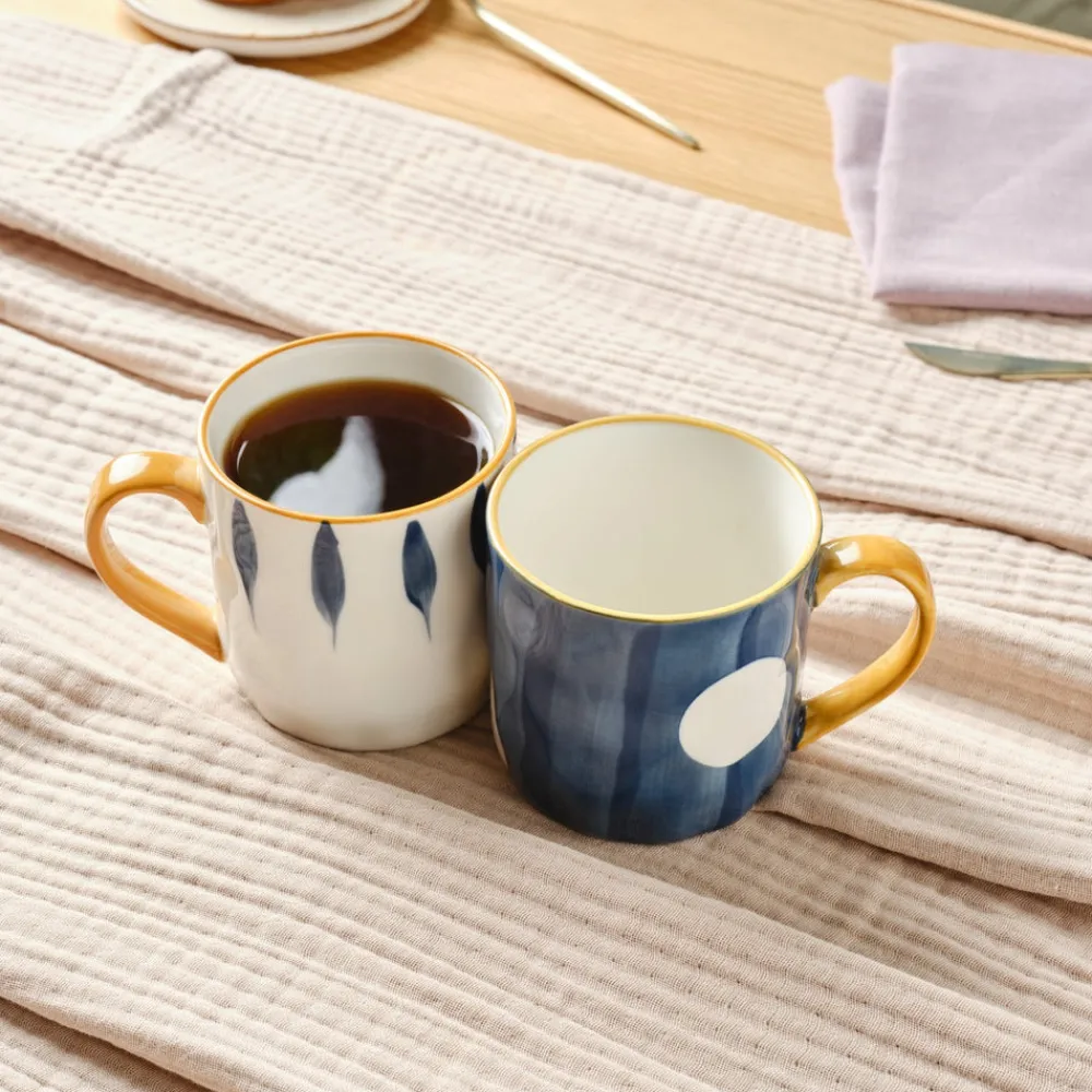 Karaca Canarie 2-teiliges Steinzeug-Becher-Set, 350ml, Mehrfarbig Multıfarben Sale