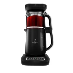 Karaca Caysever Robotea Pro 4 in 1 sprechender automatischer Teekocher Wasserkocher und Filterkaffeemaschine 2500W Chrome Schwarz Chrom New