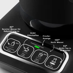 Karaca Caysever Robotea Pro 4 in 1 sprechender automatischer Teekocher Wasserkocher und Filterkaffeemaschine 2500W Chrome Schwarz Chrom New