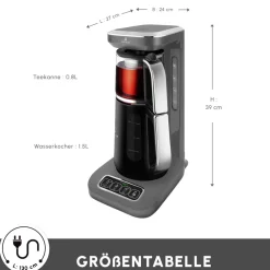 Karaca Caysever Robotea Pro 4 in 1 sprechender automatischer Teekocher Wasserkocher und Filterkaffeemaschine 2500W Space Grau Online