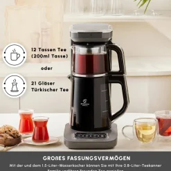 Karaca Caysever Robotea Pro 4 in 1 sprechender automatischer Teekocher Wasserkocher und Filterkaffeemaschine 2500W Space Grau Online