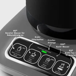 Karaca Caysever Robotea Pro 4 in 1 sprechender automatischer Teekocher Wasserkocher und Filterkaffeemaschine 2500W Space Grau Online