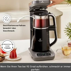 Karaca Caysever Robotea Pro 4 in 1 sprechender automatischer Teekocher Wasserkocher und Filterkaffeemaschine 2500W Space Grau Online