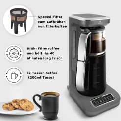 Karaca Caysever Robotea Pro 4 in 1 sprechender automatischer Teekocher Wasserkocher und Filterkaffeemaschine 2500W Space Grau Online