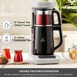 Karaca Caysever Robotea Pro 4 in 1 sprechender automatischer Teekocher Wasserkocher und Filterkaffeemaschine, Starlight, 2500W Sternenlıcht Outlet