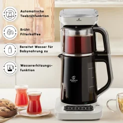 Karaca Caysever Robotea Pro 4 in 1 sprechender automatischer Teekocher Wasserkocher und Filterkaffeemaschine, Starlight, 2500W Sternenlıcht Outlet