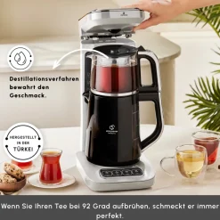 Karaca Caysever Robotea Pro 4 in 1 sprechender automatischer Teekocher Wasserkocher und Filterkaffeemaschine, Starlight, 2500W Sternenlıcht Outlet