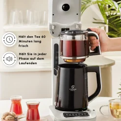 Karaca Caysever Robotea Pro 4 in 1 sprechender automatischer Teekocher Wasserkocher und Filterkaffeemaschine, Starlight, 2500W Sternenlıcht Outlet