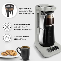 Karaca Caysever Robotea Pro 4 in 1 sprechender automatischer Teekocher Wasserkocher und Filterkaffeemaschine, Starlight, 2500W Sternenlıcht Outlet