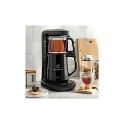 Karaca Caysever Robotea Teemaschine und Wasserkocher Chrom Schwarz Chrom Hot