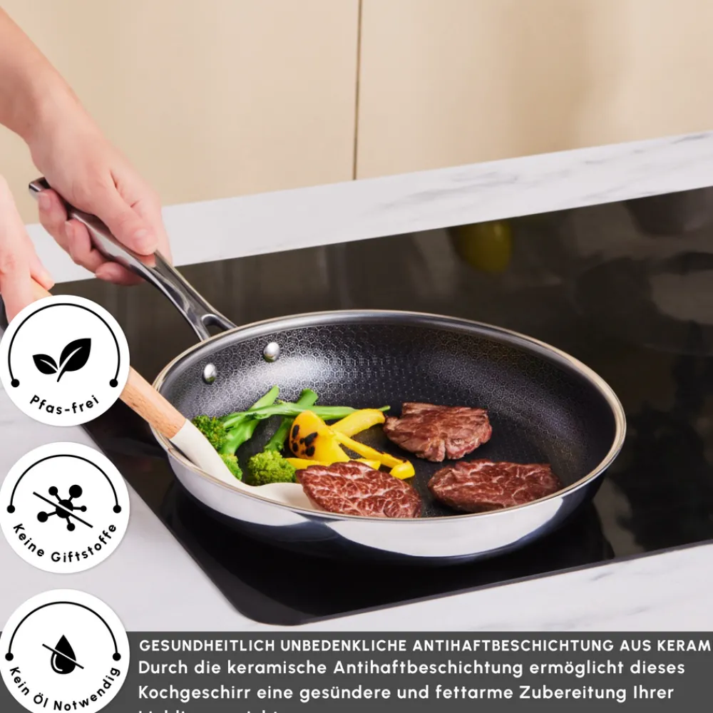 Karaca Ceramica Steel 3Ply Edelstahl-Kochgeschirr-Set Sılber03 Hot