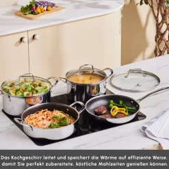 Karaca Ceramica Steel 3Ply Edelstahl-Kochgeschirr-Set Sılber03 Hot