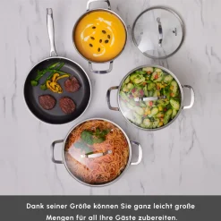 Karaca Ceramica Steel 3Ply Edelstahl-Kochgeschirr-Set Sılber03 Hot