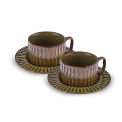 Karaca Cereus Tee-Set für 2 Personen, 4 Teilig, Grün Grün01 New