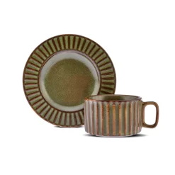 Karaca Cereus Tee-Set für 2 Personen, 4 Teilig, Grün Grün01 New