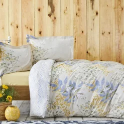 Karaca Clarinda Doppelbett Bettwäsche Set mit Spannbettlaken Indıgo Outlet