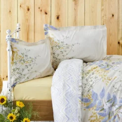 Karaca Clarinda Doppelbett Bettwäsche Set mit Spannbettlaken Indıgo Outlet