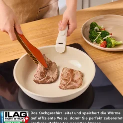 Karaca Comfort 6-teiliges Keramik-Kochgeschirrset mit abnehmbaren Griffen Krem Sale