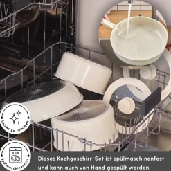 Karaca Comfort 6-teiliges Keramik-Kochgeschirrset mit abnehmbaren Griffen Krem Sale
