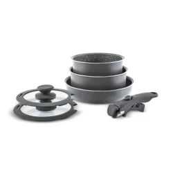 Karaca Comfort 6-teiliges Kochgeschirr-Set mit Abnehmbaren Griffen Schwarz01 Outlet