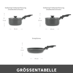 Karaca Comfort 6-teiliges Kochgeschirr-Set mit Abnehmbaren Griffen Schwarz01 Outlet