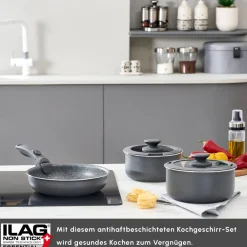 Karaca Comfort 6-teiliges Kochgeschirr-Set mit Abnehmbaren Griffen Schwarz01 Outlet