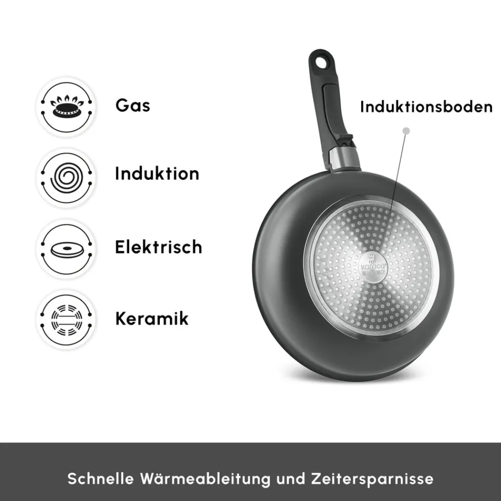 Karaca Comfort 6-teiliges Kochgeschirr-Set mit Abnehmbaren Griffen Schwarz01 Outlet