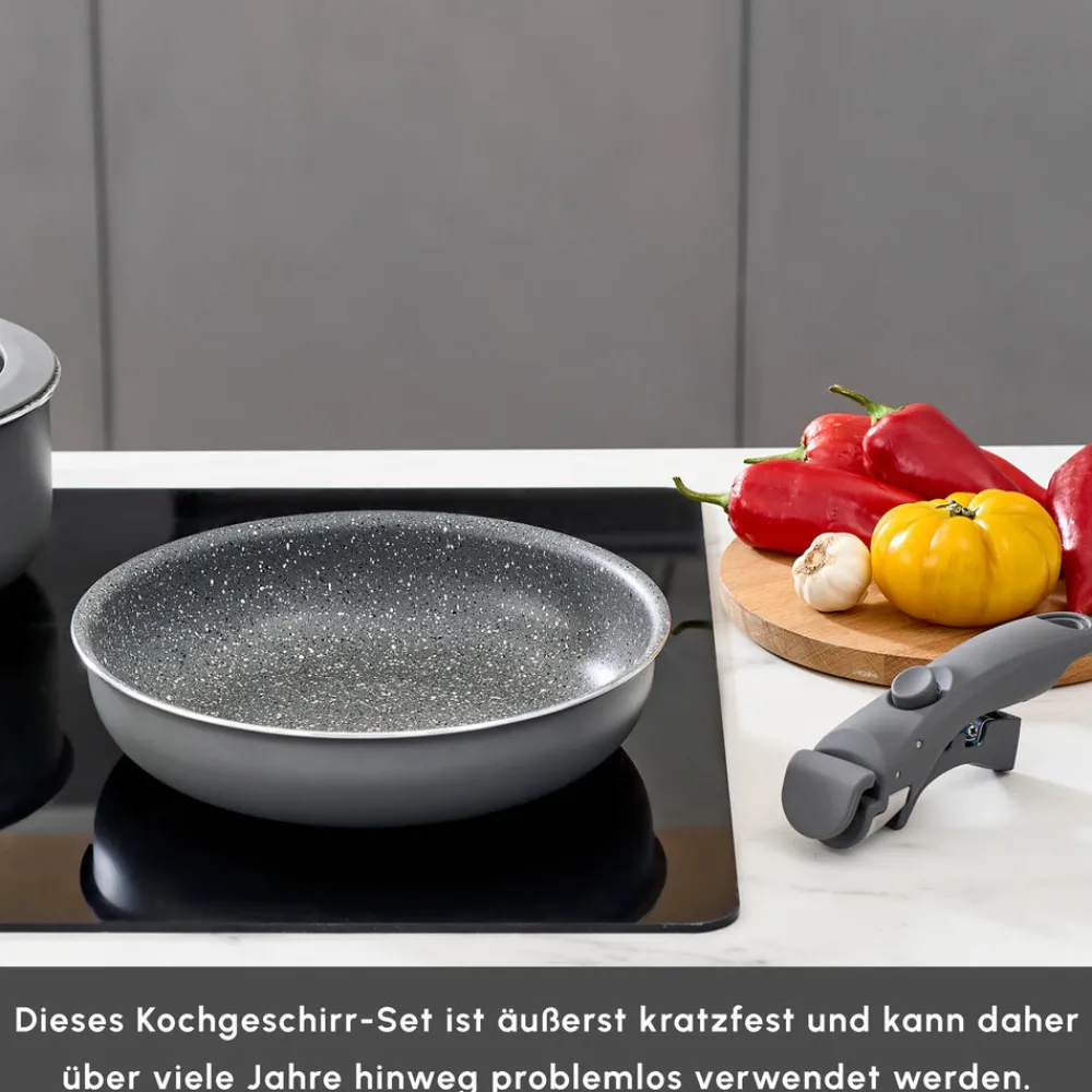 Karaca Comfort 6-teiliges Kochgeschirr-Set mit Abnehmbaren Griffen Schwarz01 Outlet