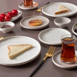 Karaca Cordelia für 6 Personen Frühstücksset und Servierschalen, 26 Teilig, Grau Grau02 Hot