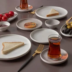Karaca Cordelia für 6 Personen Frühstücksset und Servierschalen, 26 Teilig, Grau Grau02 Hot