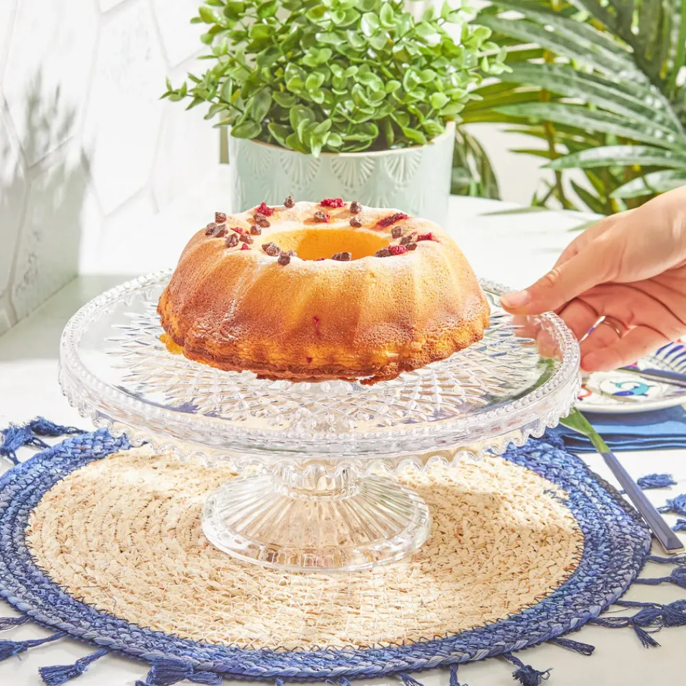 Karaca Crystal Dekorativer Kuchenständer 28x11 cm Farblös Hot