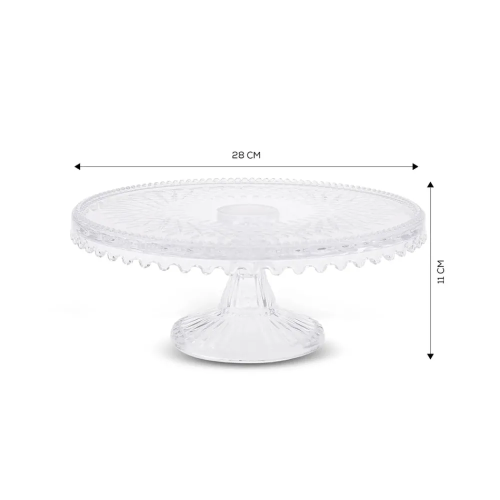 Karaca Crystal Dekorativer Kuchenständer 28x11 cm Farblös Hot