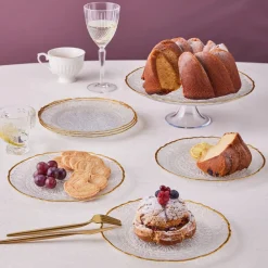 Karaca Dalia Gold Dessert-Set für 6 Personen, 7 teilig Klar New