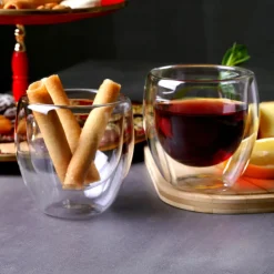 Karaca Doppelwand Borosilikat Glas Cappuccinotassen Set für 2 Personen Farblös Outlet
