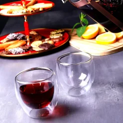 Karaca Doppelwand Borosilikat Glas Cappuccinotassen Set für 2 Personen Farblös Outlet