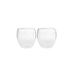 Karaca Doppelwand Borosilikat Glas Espresso Tassenset für 2 Personen 80 ml Farblös New