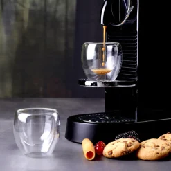 Karaca Doppelwand Borosilikat Glas Espresso Tassenset für 2 Personen 80 ml Farblös New