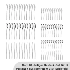 Karaca Dora 316+ Premium 84 Teiliges Für 12 Personen Besteck Set Platın Online