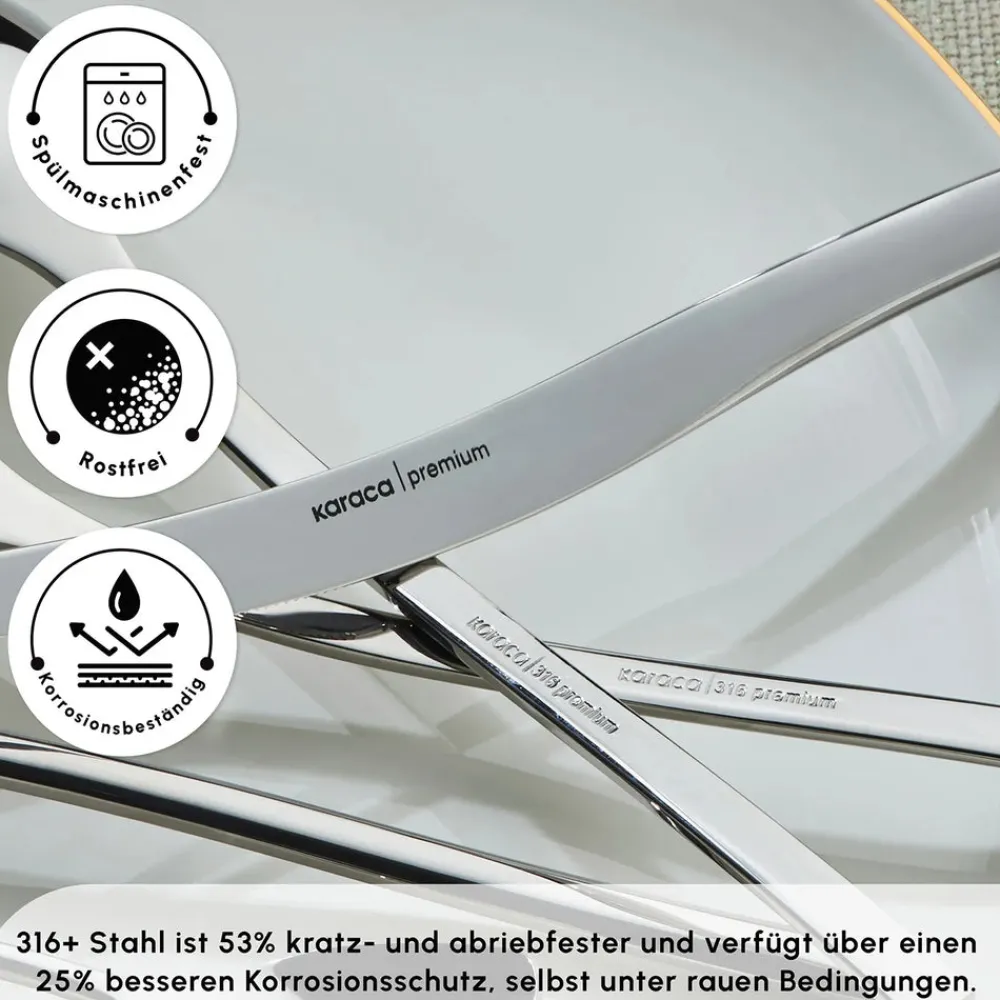 Karaca Dora 316+ Premium 84 Teiliges Für 12 Personen Besteck Set Platın Online