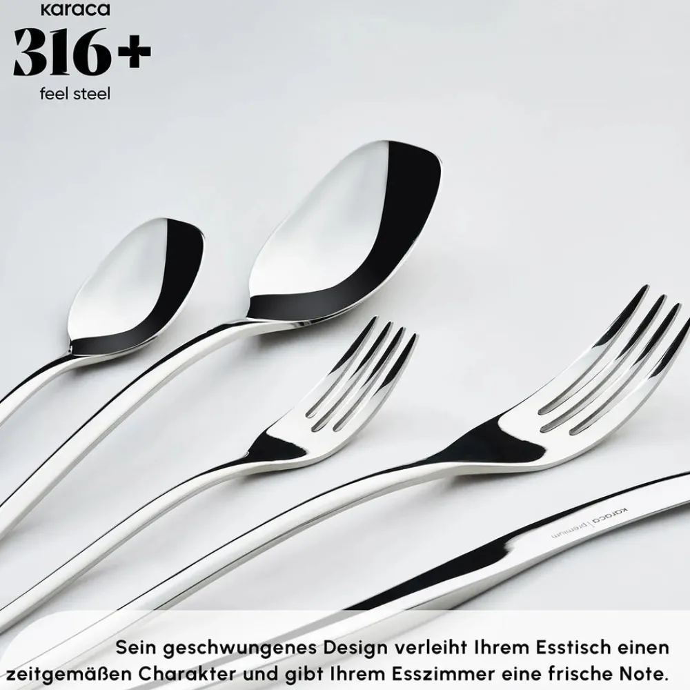 Karaca Dora 316+ Premium 84 Teiliges Für 12 Personen Besteck Set Platın Online