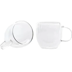Karaca Double Wall Borosilikat Glas Tassenset für 2 Personen 150 ml with Handle Farblös Discount
