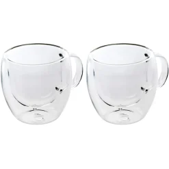 Karaca Double Wall Borosilikat Glas Tassenset für 2 Personen 150 ml with Handle Farblös Discount