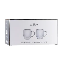 Karaca Double Wall Borosilikat Glas Tassenset für 2 Personen 150 ml with Handle Farblös Discount