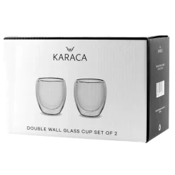 Karaca Double Wall Borosilikat Glas Tasse 2er Set 300 ml Farblös Outlet