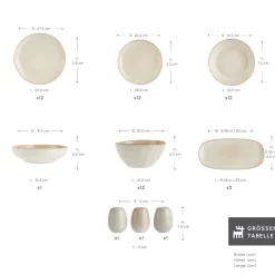 Karaca Earth Collection Aria 55-teiliges Tafelservice für 12 Personen Beige Beıge01 Hot