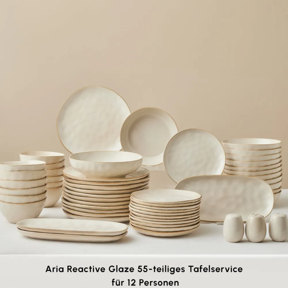 Karaca Earth Collection Aria 55-teiliges Tafelservice für 12 Personen Beige Beıge01 Hot