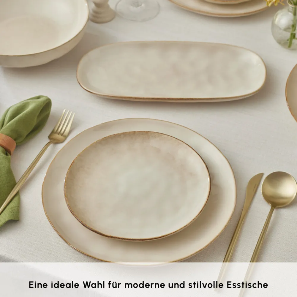 Karaca Earth Collection Aria 55-teiliges Tafelservice für 12 Personen Beige Beıge01 Hot