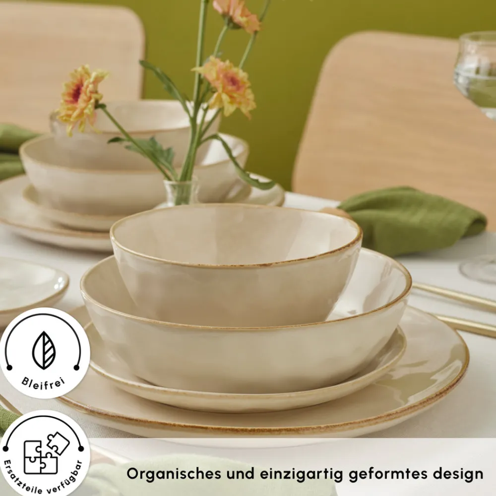 Karaca Earth Collection Aria 55-teiliges Tafelservice für 12 Personen Beige Beıge01 Hot