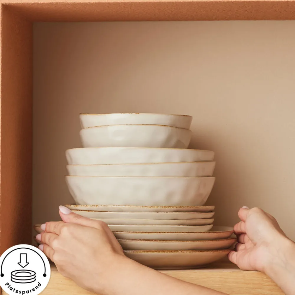 Karaca Earth Collection Aria 55-teiliges Tafelservice für 12 Personen Beige Beıge01 Hot